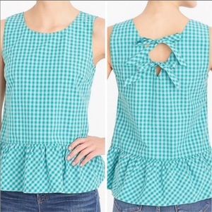 J.Crew Sleeveless Gingham Peplum Shirt